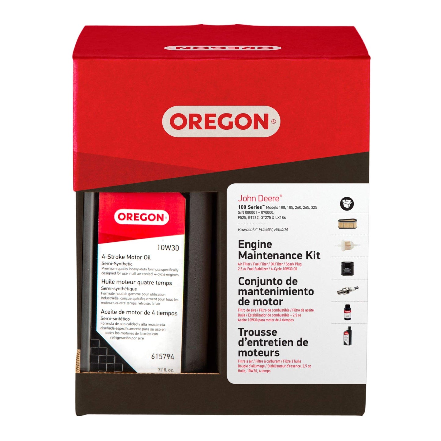 Genuine OEM Oregon Part # 01-107 Maintenance Kit for John Deere 100 Series/Kawasaki FC540V, PA540A