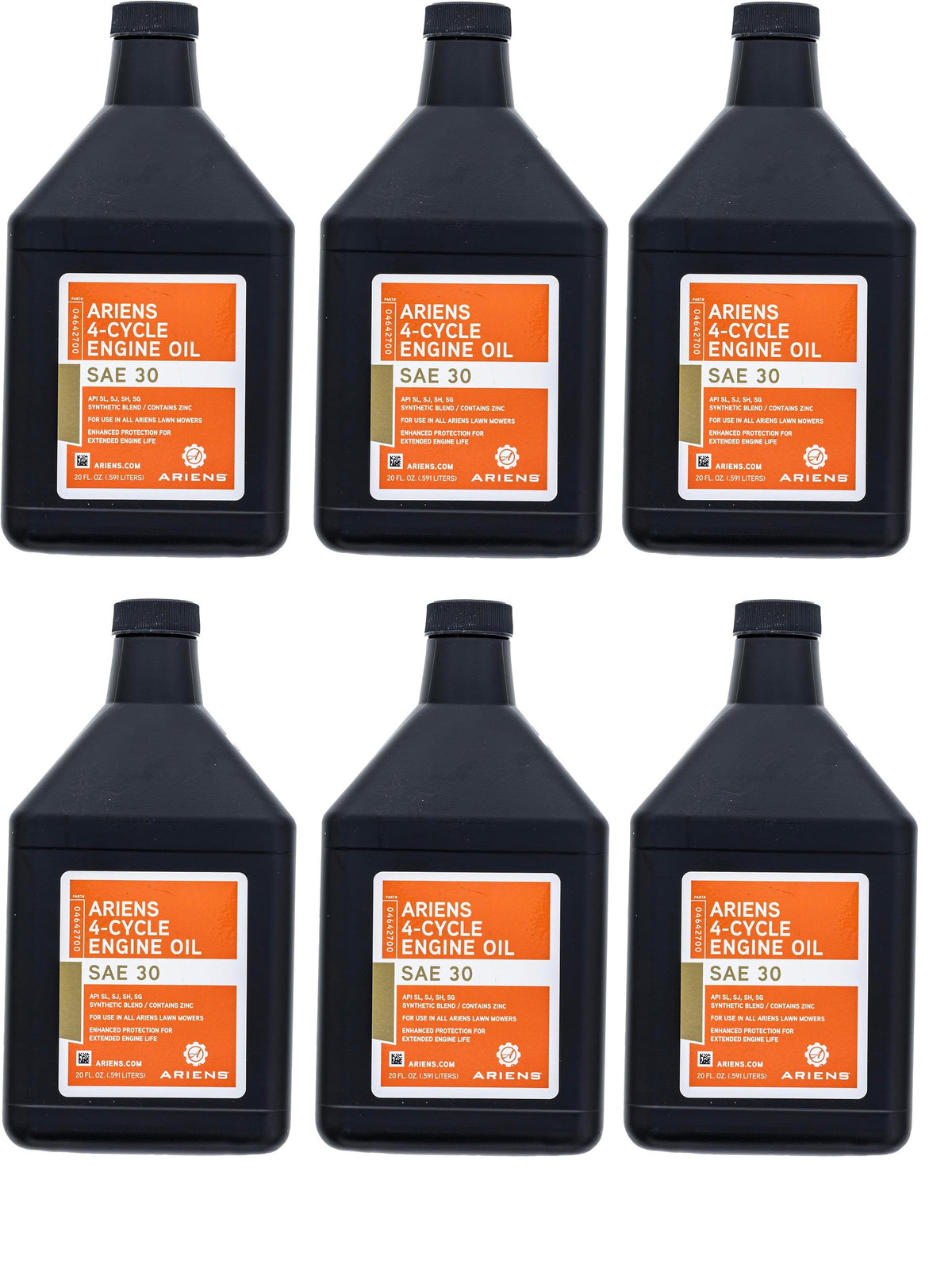Genuine OEM Ariens Part # 04642700 6 Pack SAE 30 Oil Quart Bottle