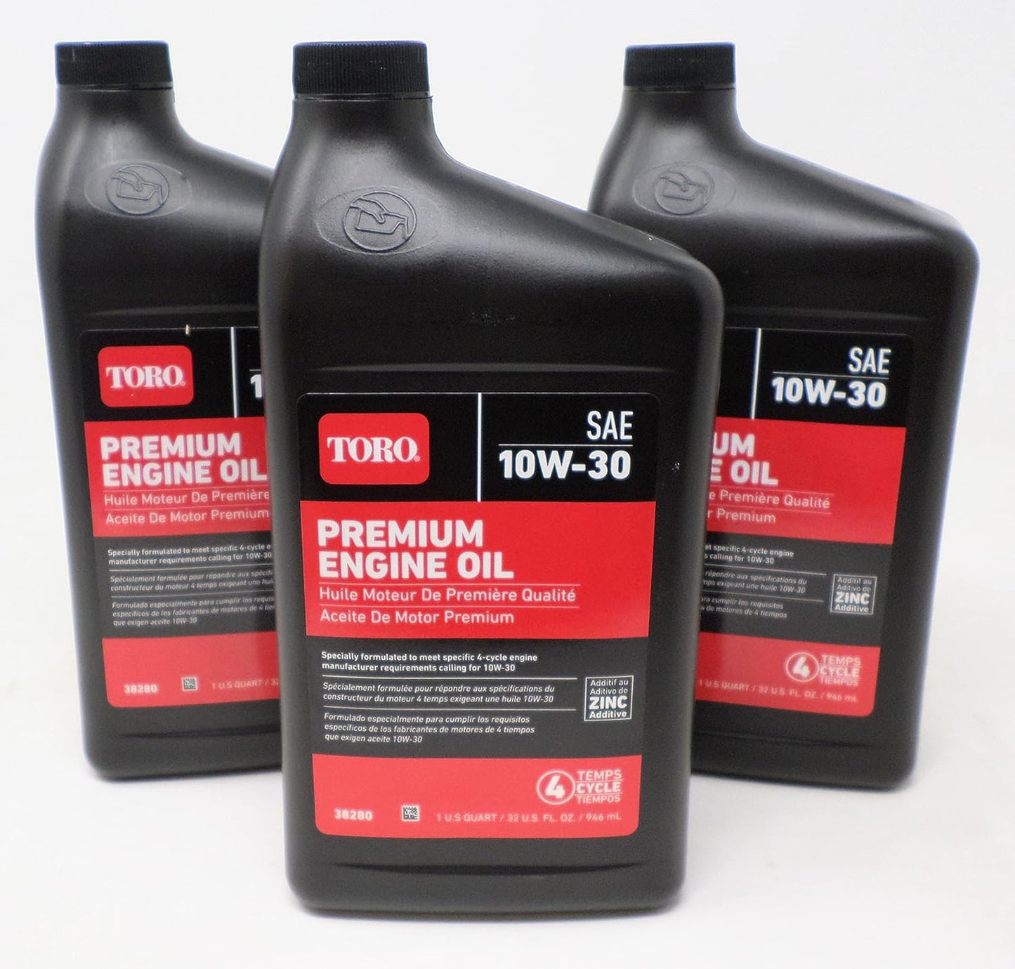 Genuine OEM Toro Part # 38280 10W30 4 Cycle Engine Oil Quart 3 Pack