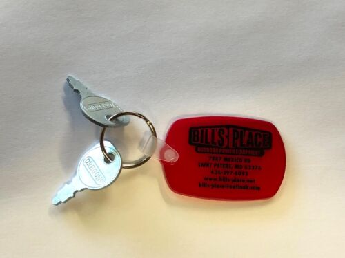 LAWN MOWER KEY; (SET OF 2) LAWN MOWER KEYS & KEYCHAIN, GARDEN TRACTOR KEY