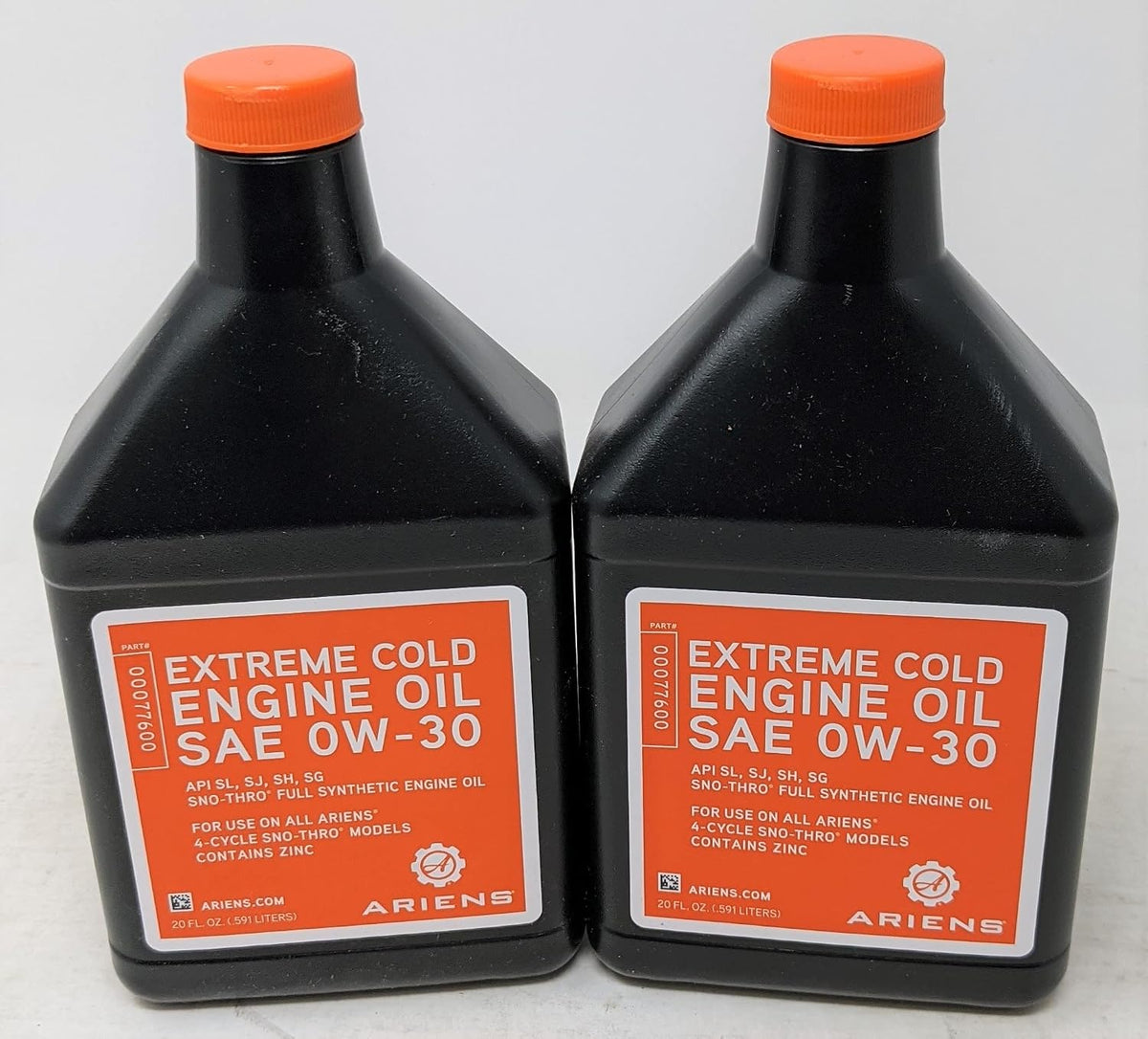 Genuine OEM Ariens Part # 00077600 0W30 Oil 20oz Bottle 2 Pack