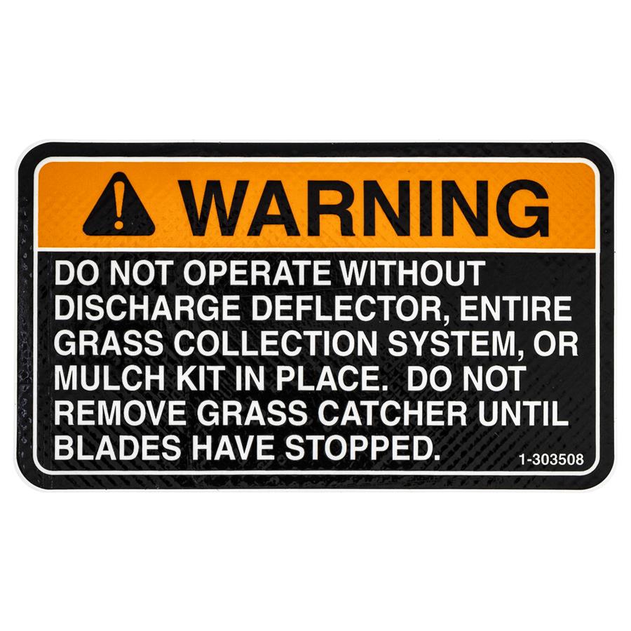 Genuine OEM Exmark Part # 1-303508 Discharge Warning Decal