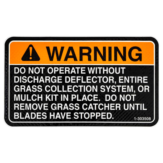 Genuine OEM Exmark Part # 1-303508 Discharge Warning Decal