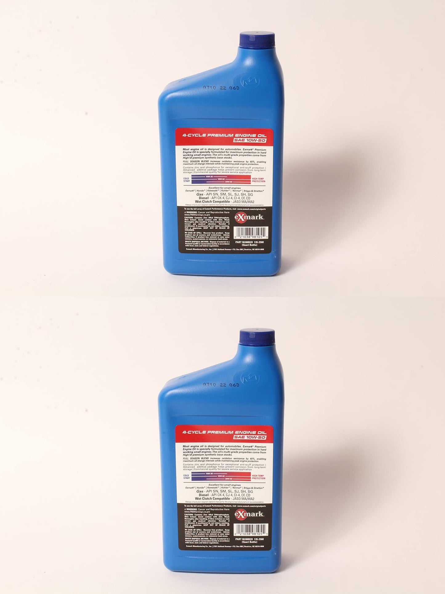 Genuine OEM Exmark Part # 135-2568 10W-50 Synthetic Oil Quart 2 Pack