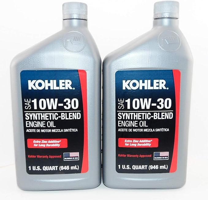 2-PACK GENUINE OEM KOHLER PART # 25-357-65-S 10W30 SYNTHETIC BLEND ENGINE OIL 1 QUART BOTTLES