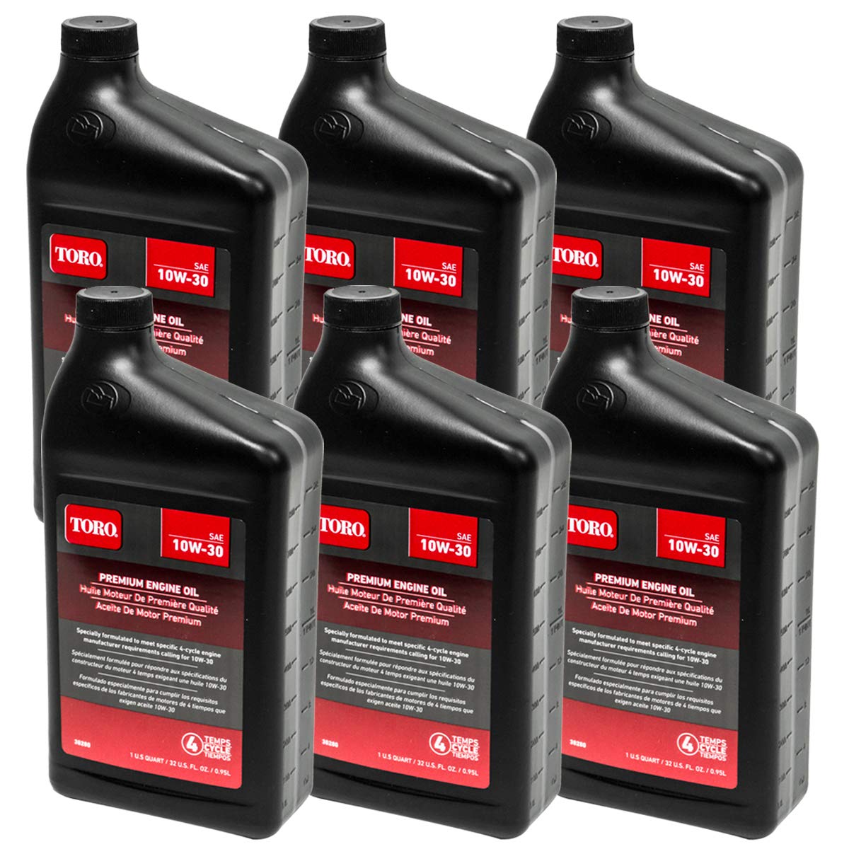 Genuine OEM Toro Part # 38280 10W30 4 Cycle Engine Oil Quart 6 Pack