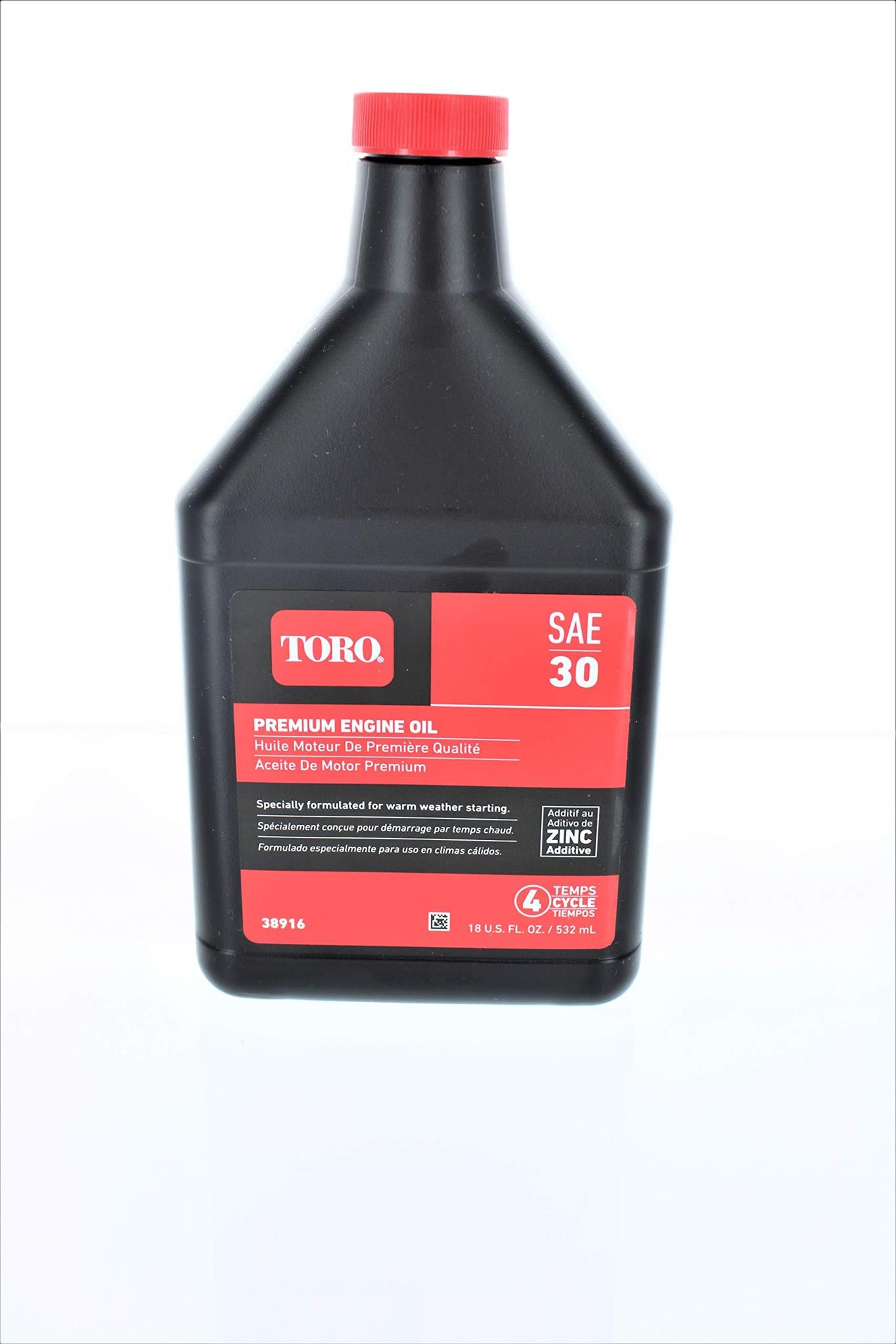 Genuine OEM Toro Part # 38916 SAE 30 4 Cycle Summer Oil 18oz Bottle