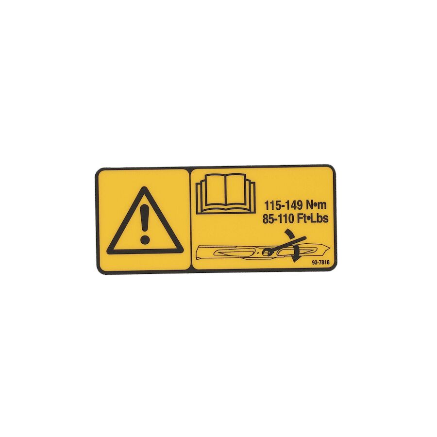Genuine OEM Toro Part # 93-7818 Blade Bolt Torque Decal
