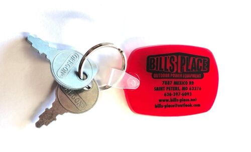 LAWN MOWER KEY; (SET OF 2) LAWN MOWER KEYS & KEYCHAIN, GARDEN TRACTOR KEY