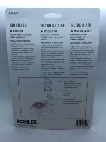 GENUINE OEM KOHLER PART # 32 883 06-S1 AIR FILTER; COURAGE PRO 32 083 06-S